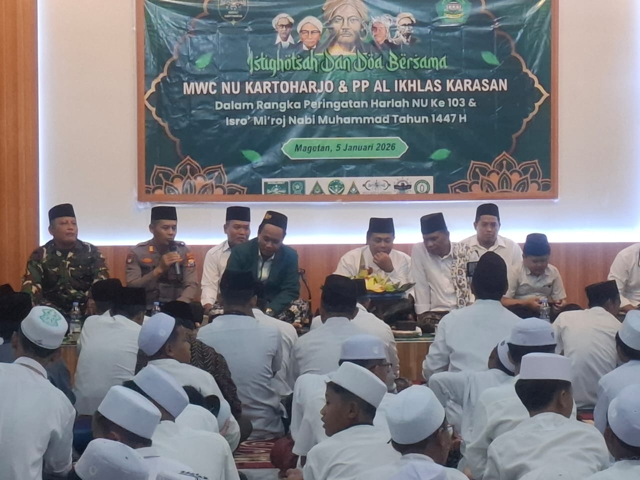 Kapolsek Kartoharjo Hadiri dan Amankan Istighosah Harlah NU di Ponpes Al Ikhlas