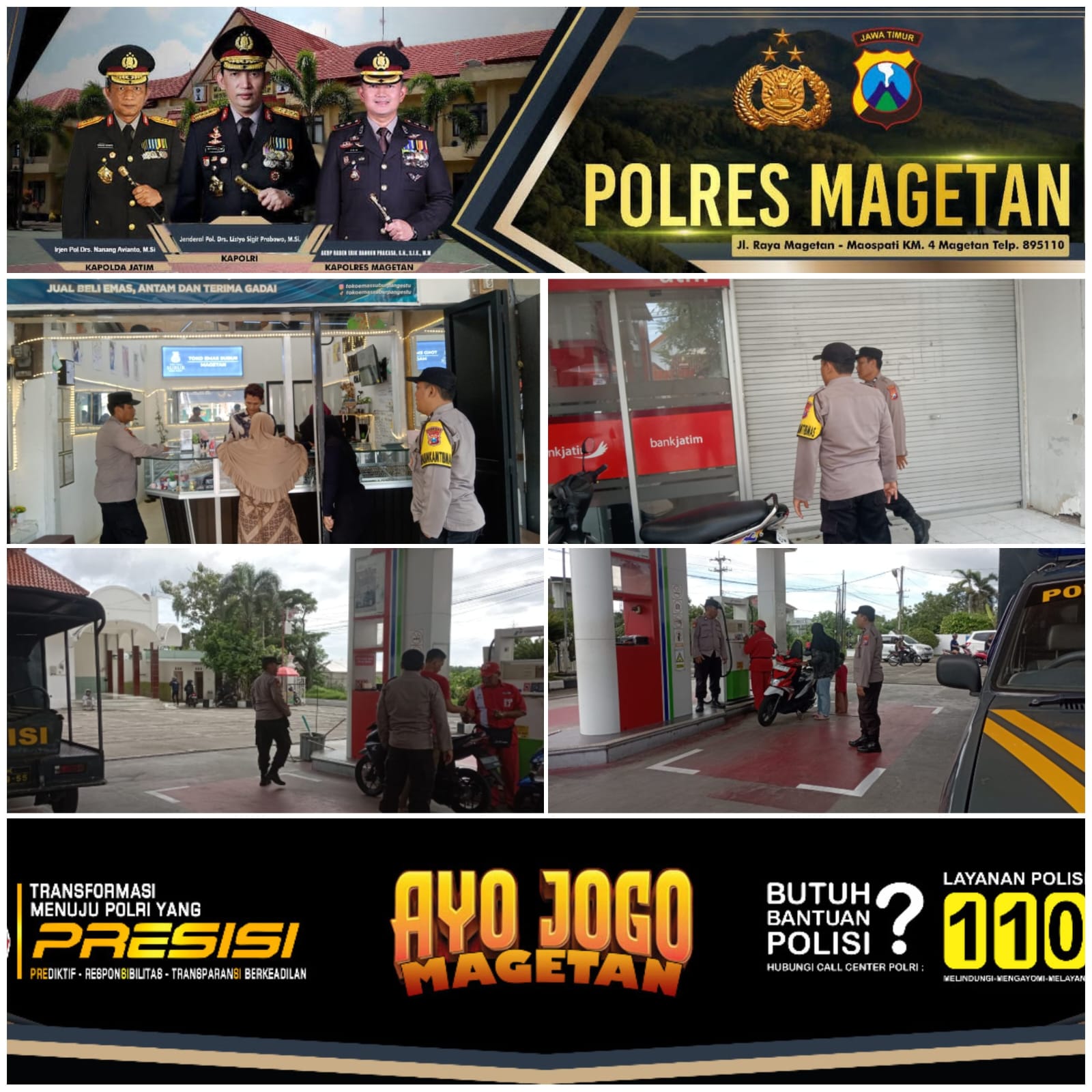 Anggota Polsek Takeran laksanakan Patroli Jaga Kamtibmas di Takeran.