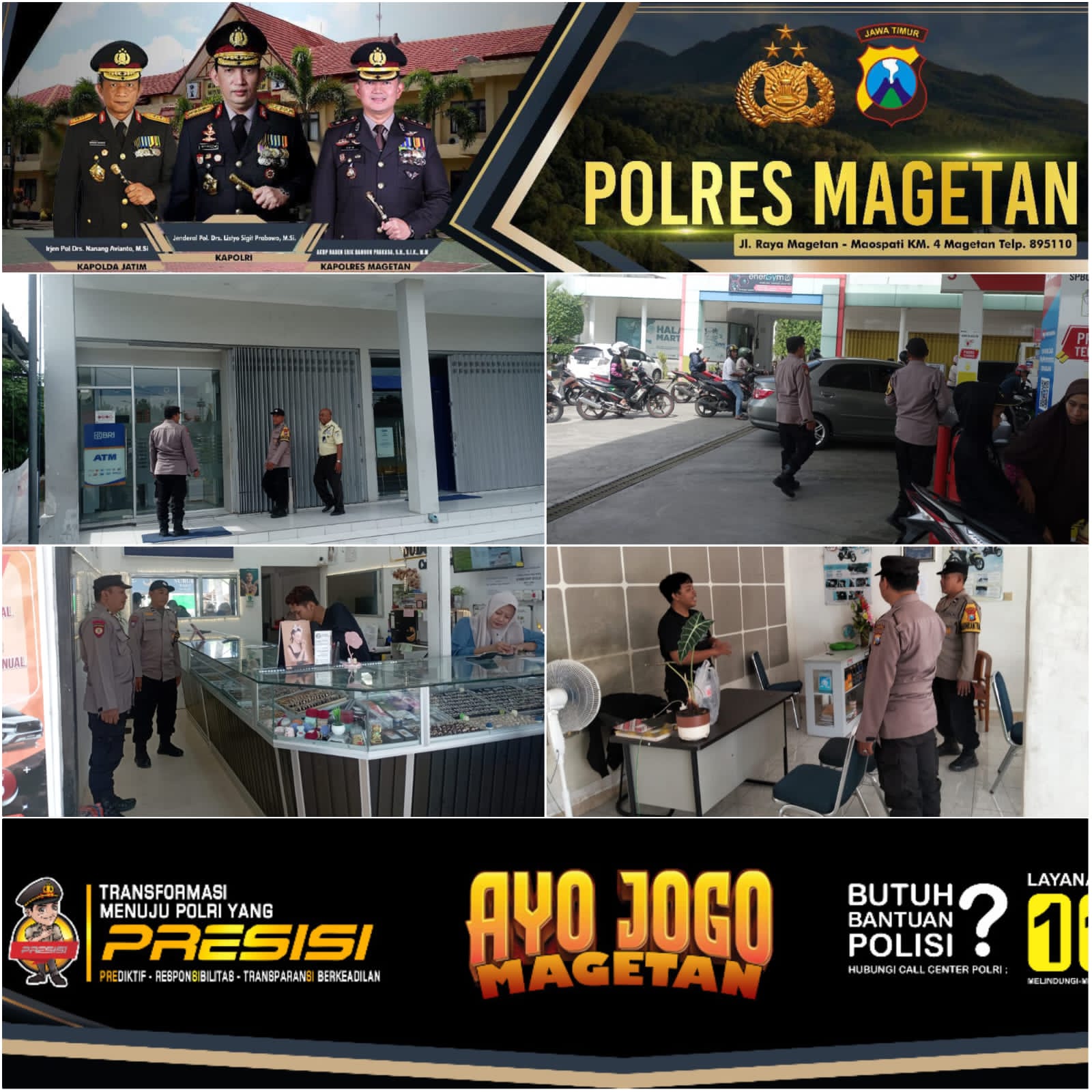 Personil Polsek Takeran laksanakan Patroli di wilayah Takeran