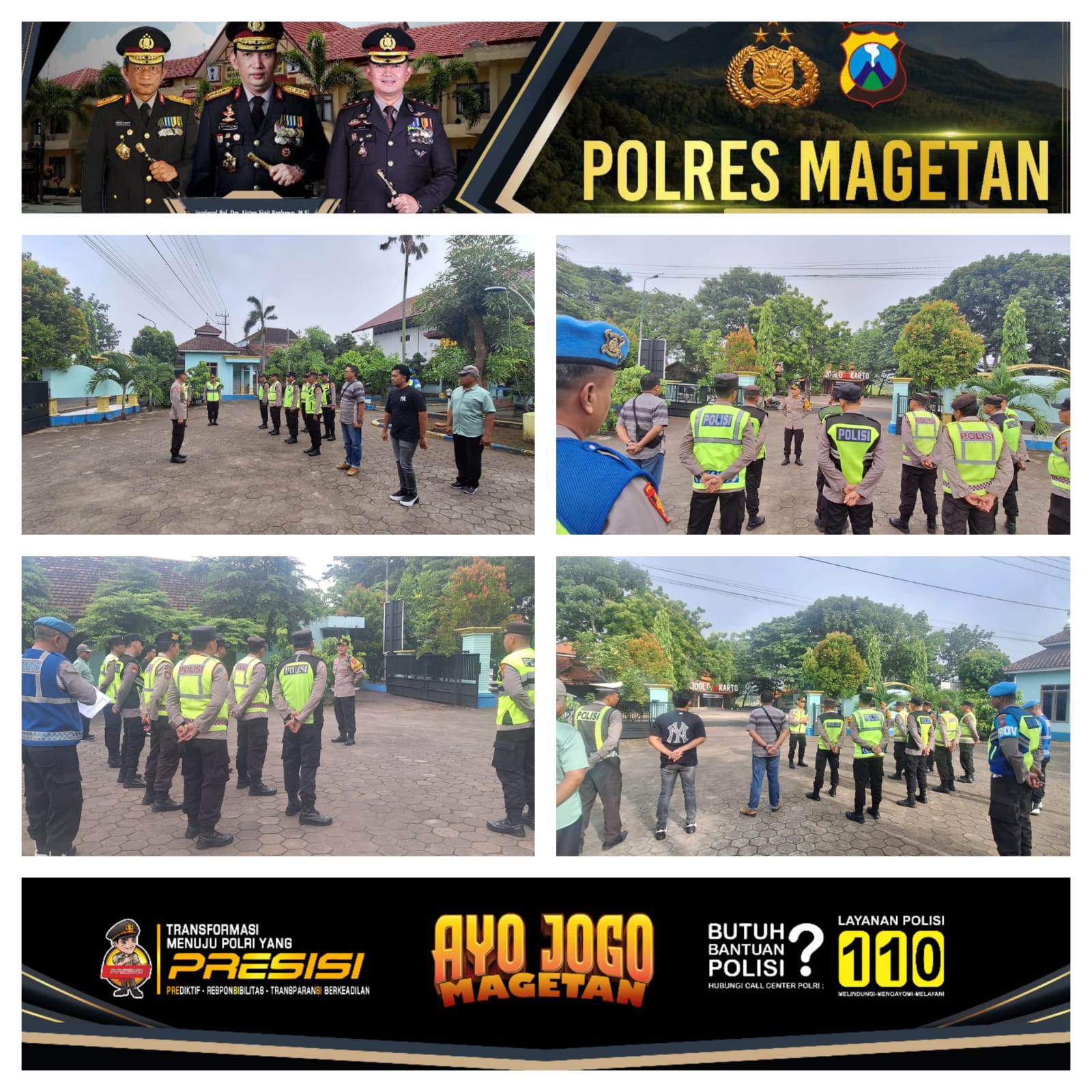 Personel Polres Magetan dan Polsek Takeran Gelar Apel dan Penyekatan Antisipasi Aksi Warga PSHT