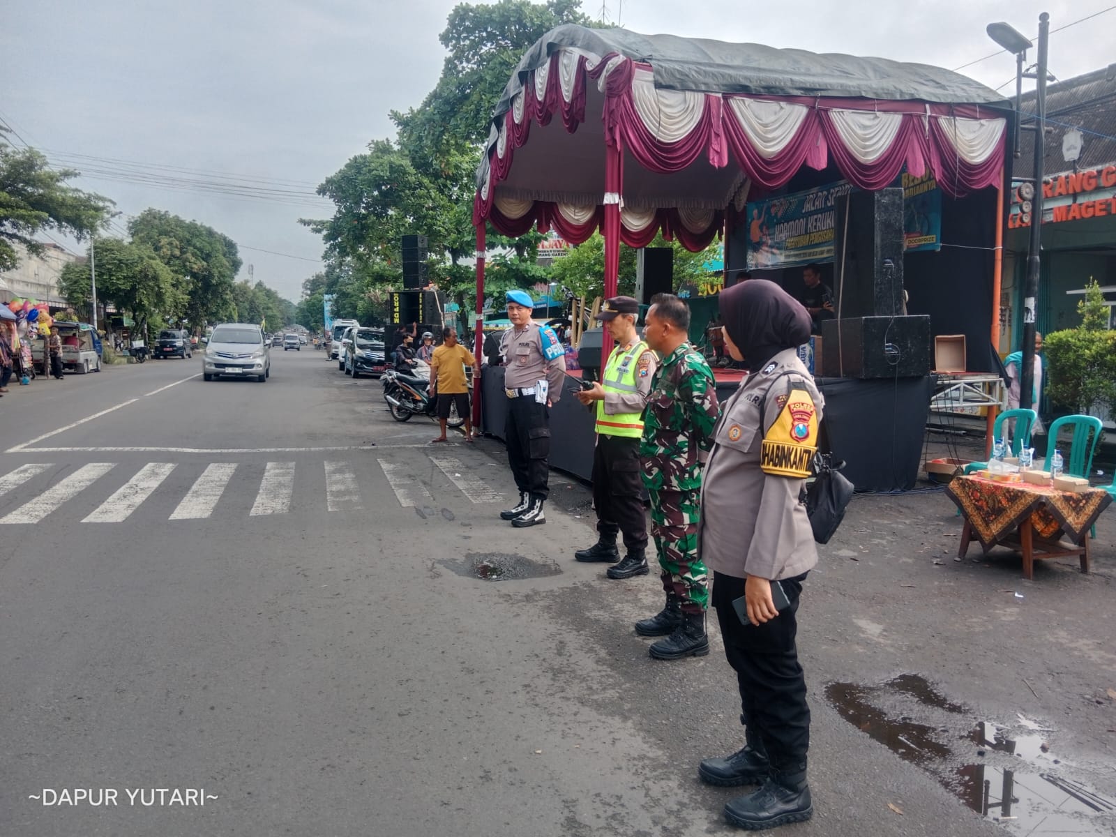 Kapolsek Kawedanan wasdal anggota pam giat Jalan Sehat Harmoni Kerukunan Bangsa Paguyuban pengusaha Gorang Gareng