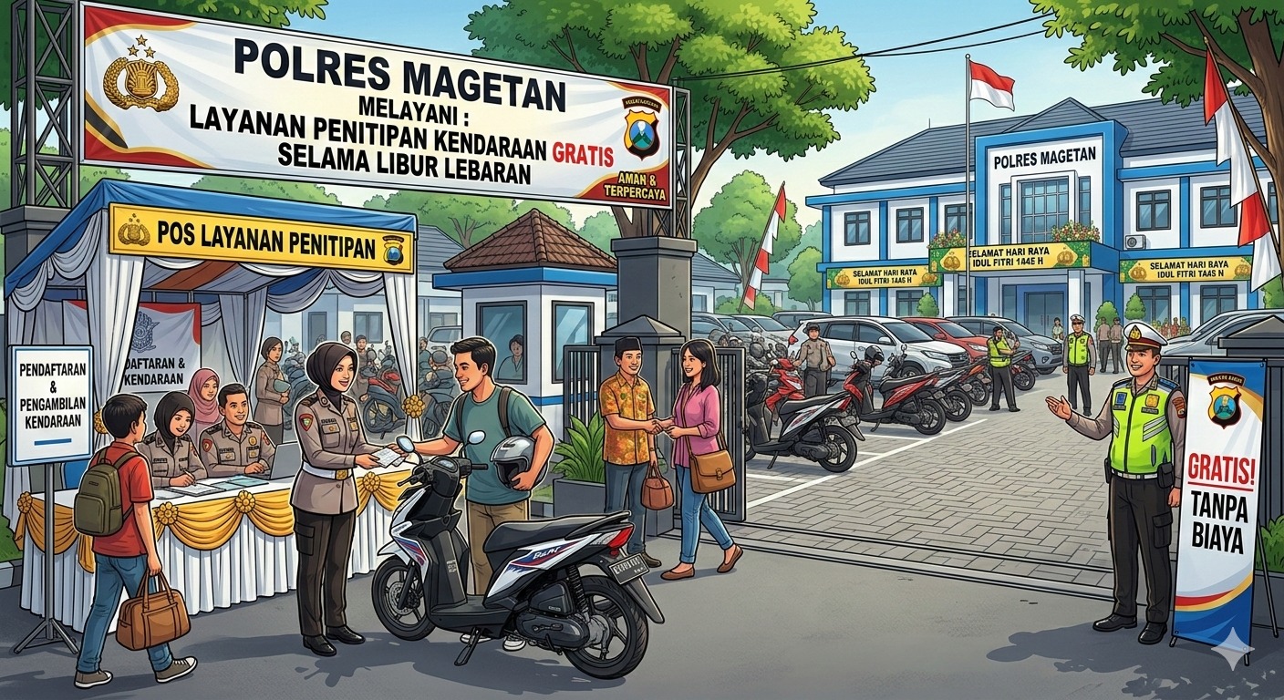 Mudik Aman Tenang Tanpa Khawatir, Polres Magetan Buka Layanan Penitipan Kendaraan Gratis Selama Libur Lebaran 2026