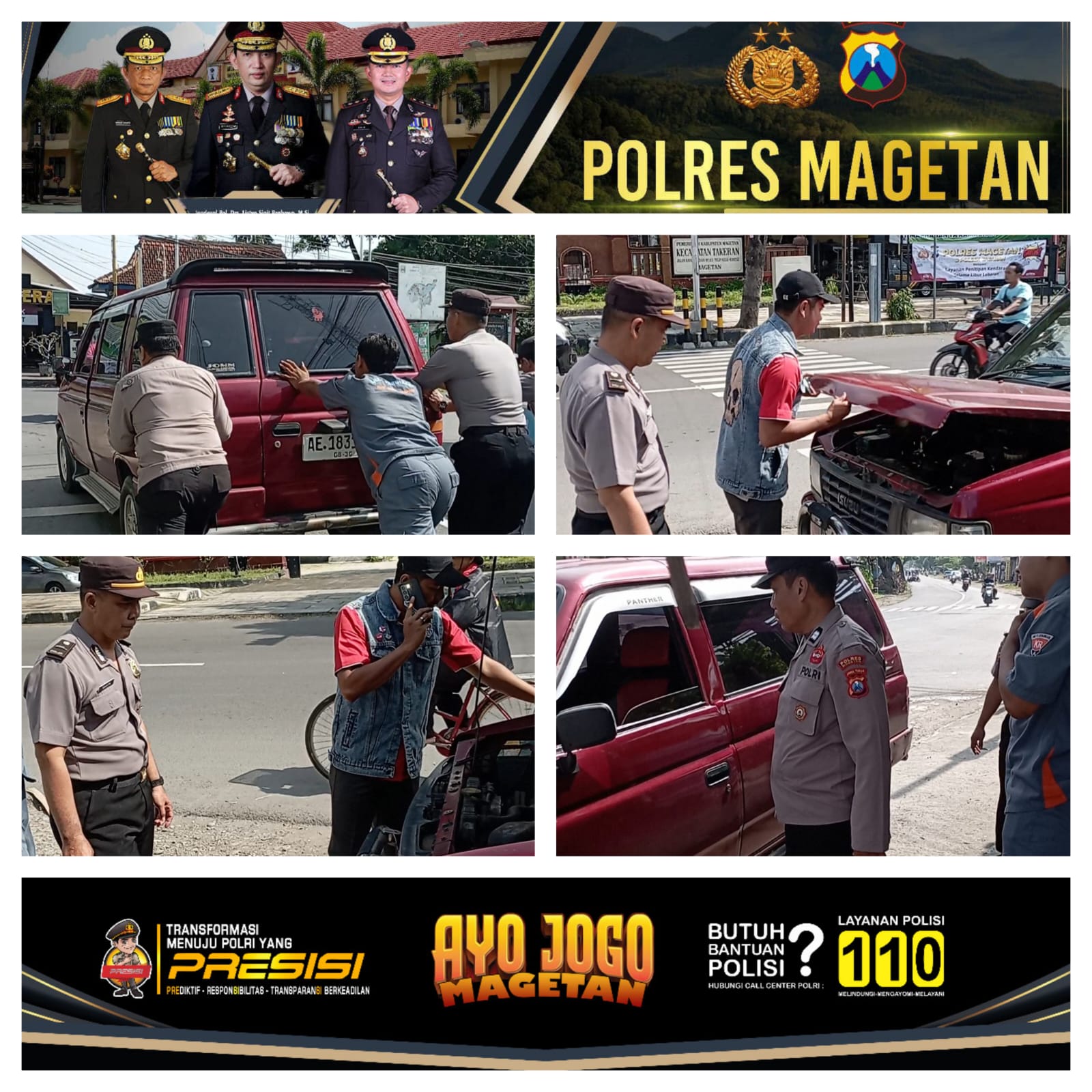 Kapolsek Takeran Laksanakan Patroli dan Evakuasi Mobil Mogok