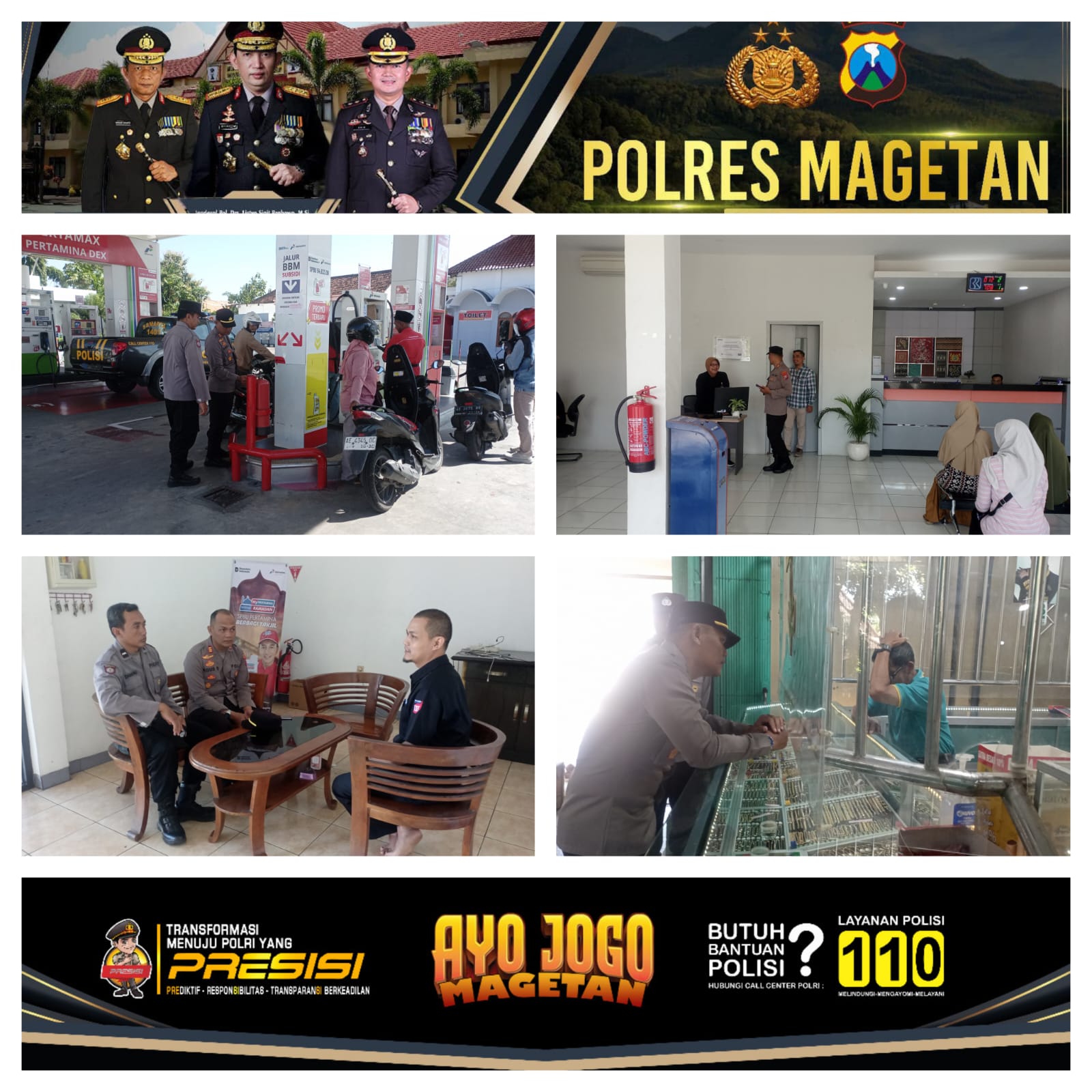 Kapolsek Takeran AKP Agus Sumariyono,S.H pimpin patroli di wilayah Takeran
