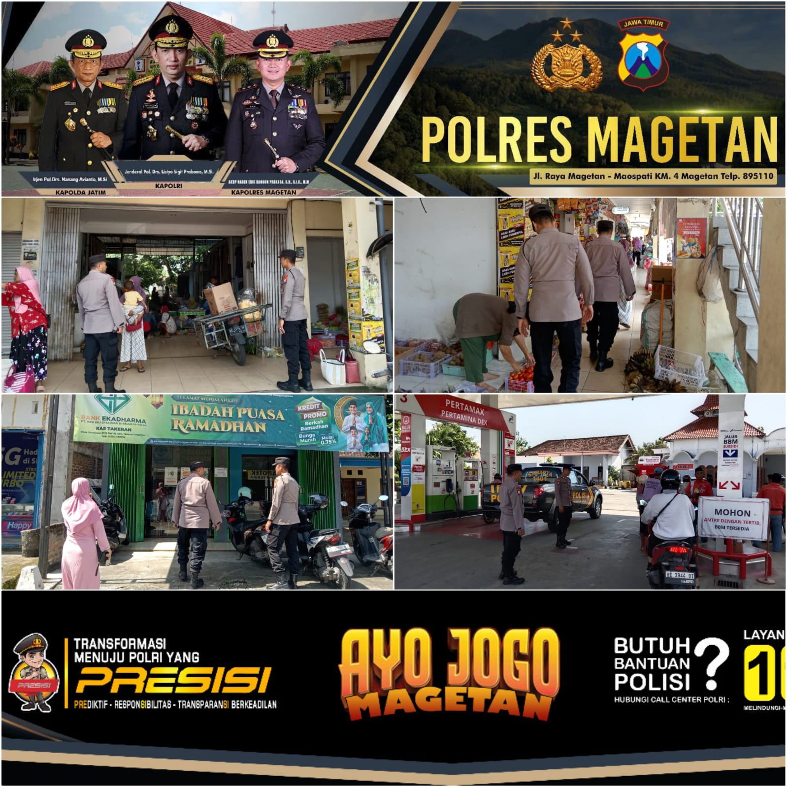 Patroli di wilayah hukum Polsek Takeran.