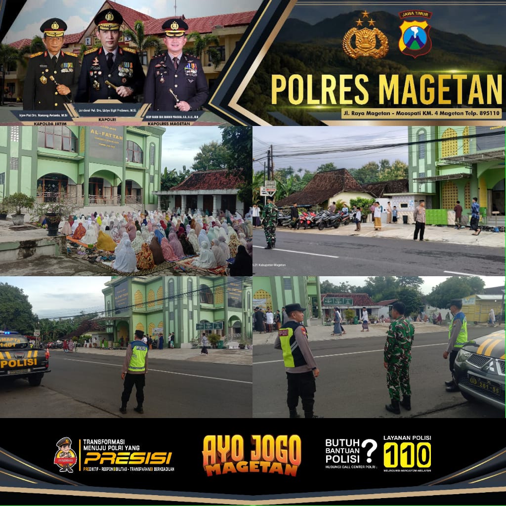 Personil Polsek Takeran Laksanakan Pengamanan Sholat Idul Fitri 1447 H