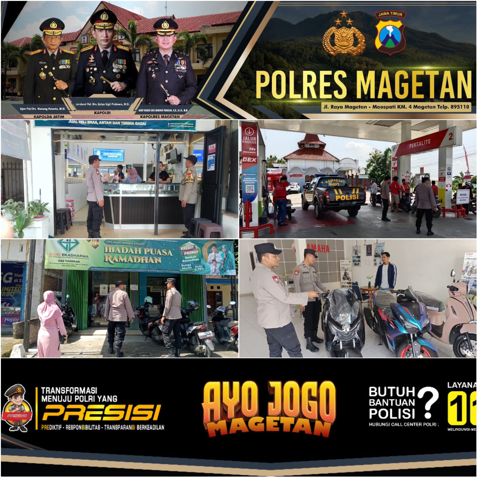 Patroli di wilayah hukum Polsek Takeran