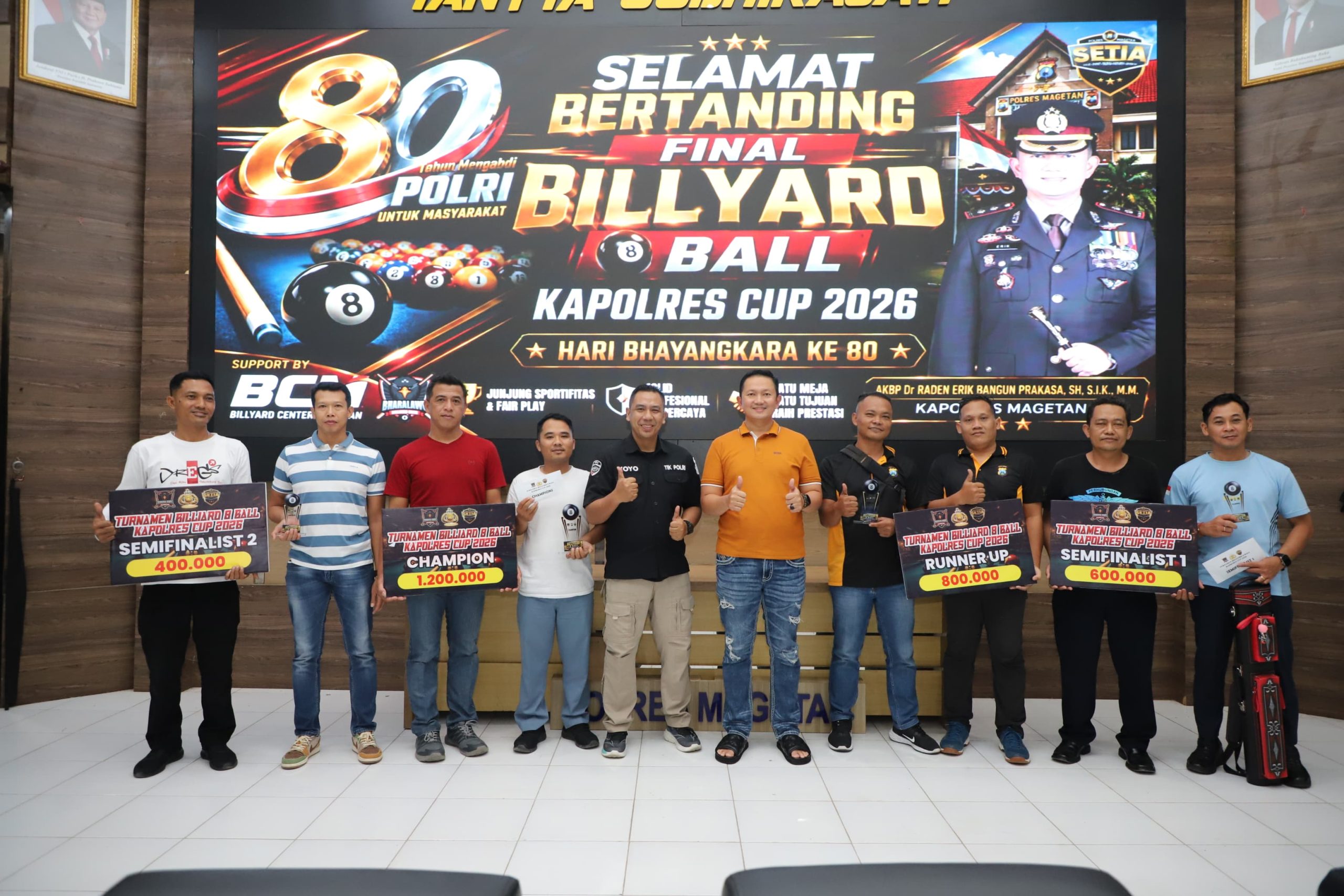 Semarak Hari Bhayangkara ke-80, Kapolres Cup 2026 Sukses Satukan Pecinta Billiard di Magetan