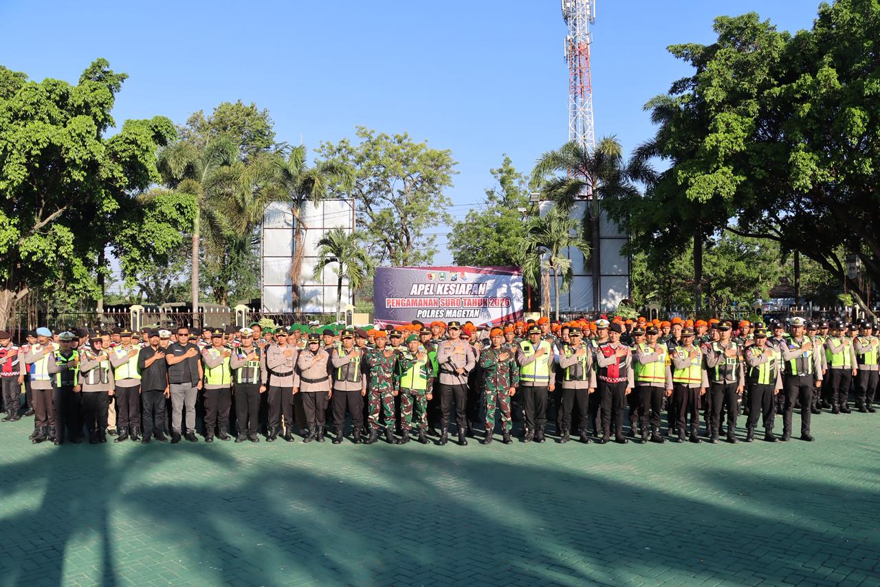 Sinergi TNI-Polri untuk Magetan Aman, Kapolres Magetan Pimpin Apel Gabungan Tandai Kesiapan Pengamanan Suroan