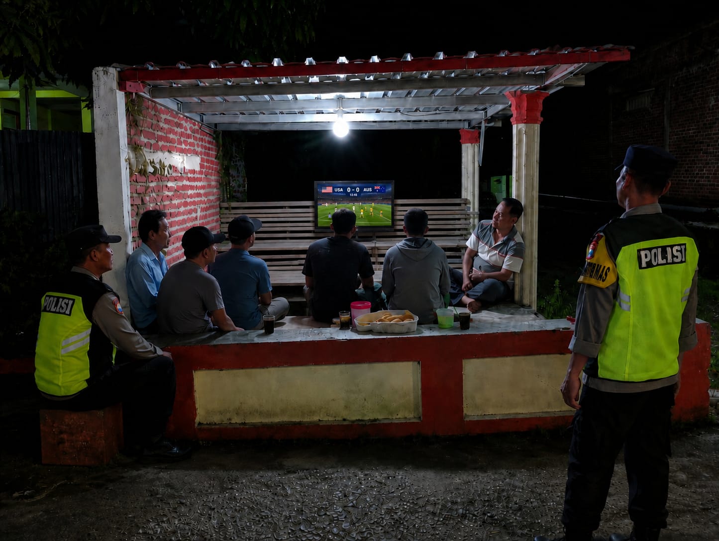 **Anggota Polsek Maospati Bersama Warga Gelar Nobar Piala Dunia 2026, Pererat Kebersamaan dan Semangat Sportivitas**