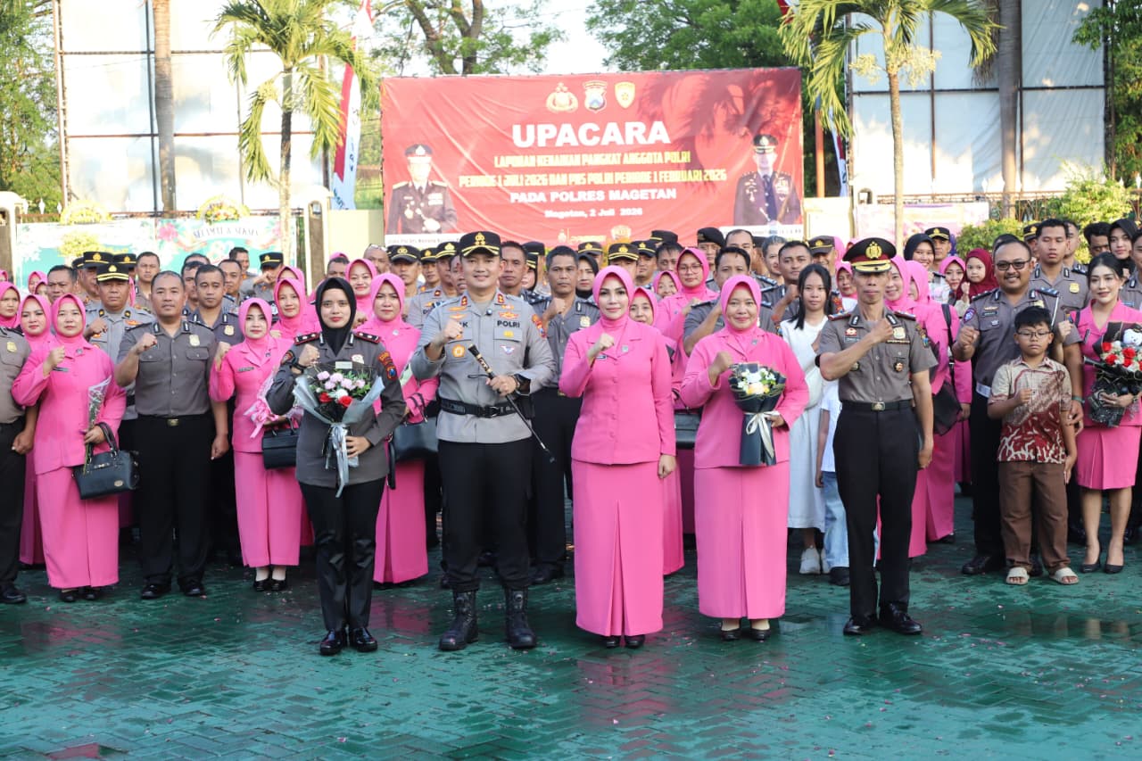 Kapolres Magetan Pimpin Korp Raport Kenaikan Pangkat 84 Anggota Polri dan 1 PNS, Tegaskan Pangkat Baru Adalah Amanah Masyarakat