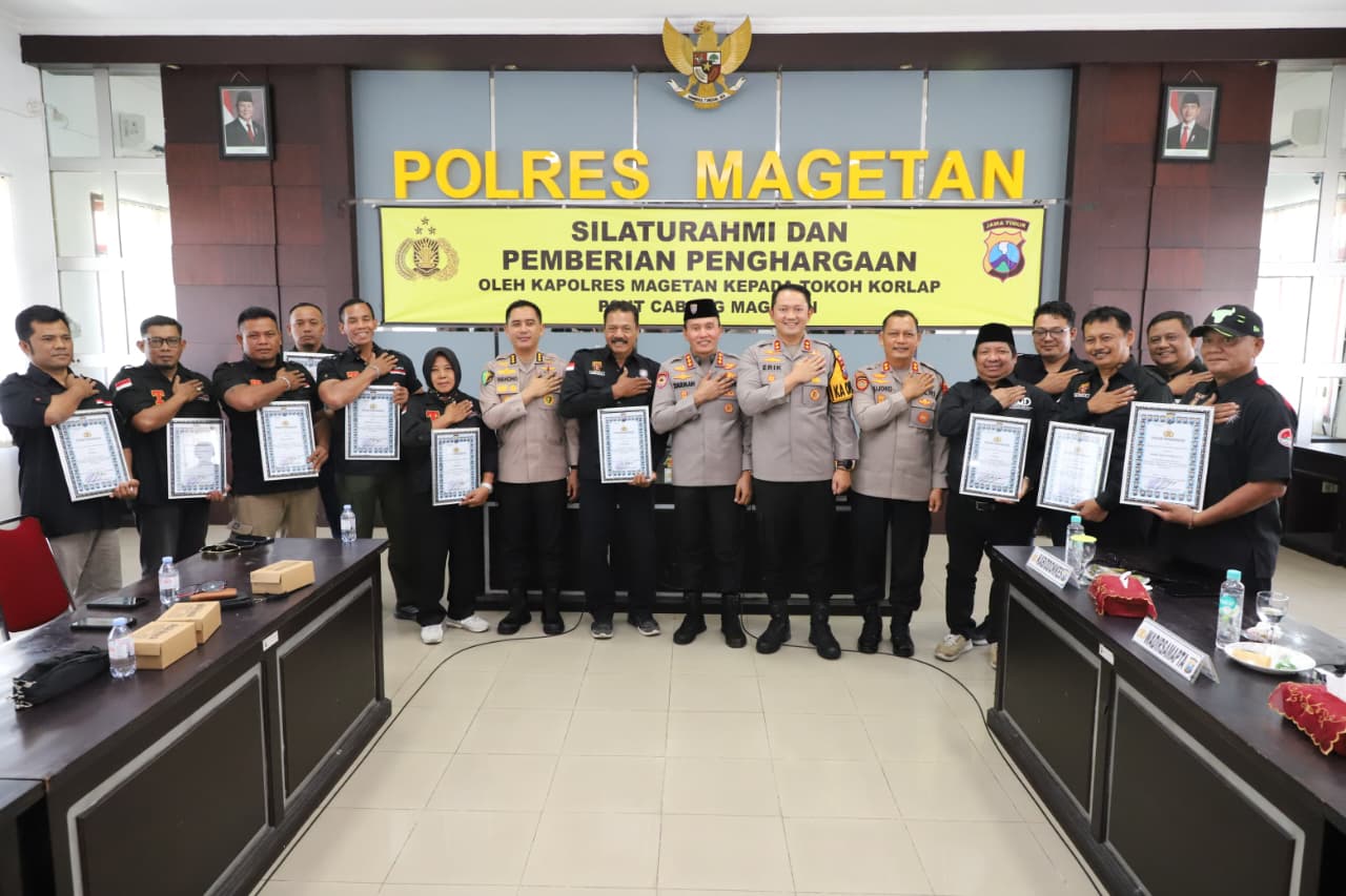 Jaga Magetan Tetap Kondusif, Polres Magetan Beri Penghargaan kepada Tokoh Korlap PSHT atas Dedikasi Harkamtibmas