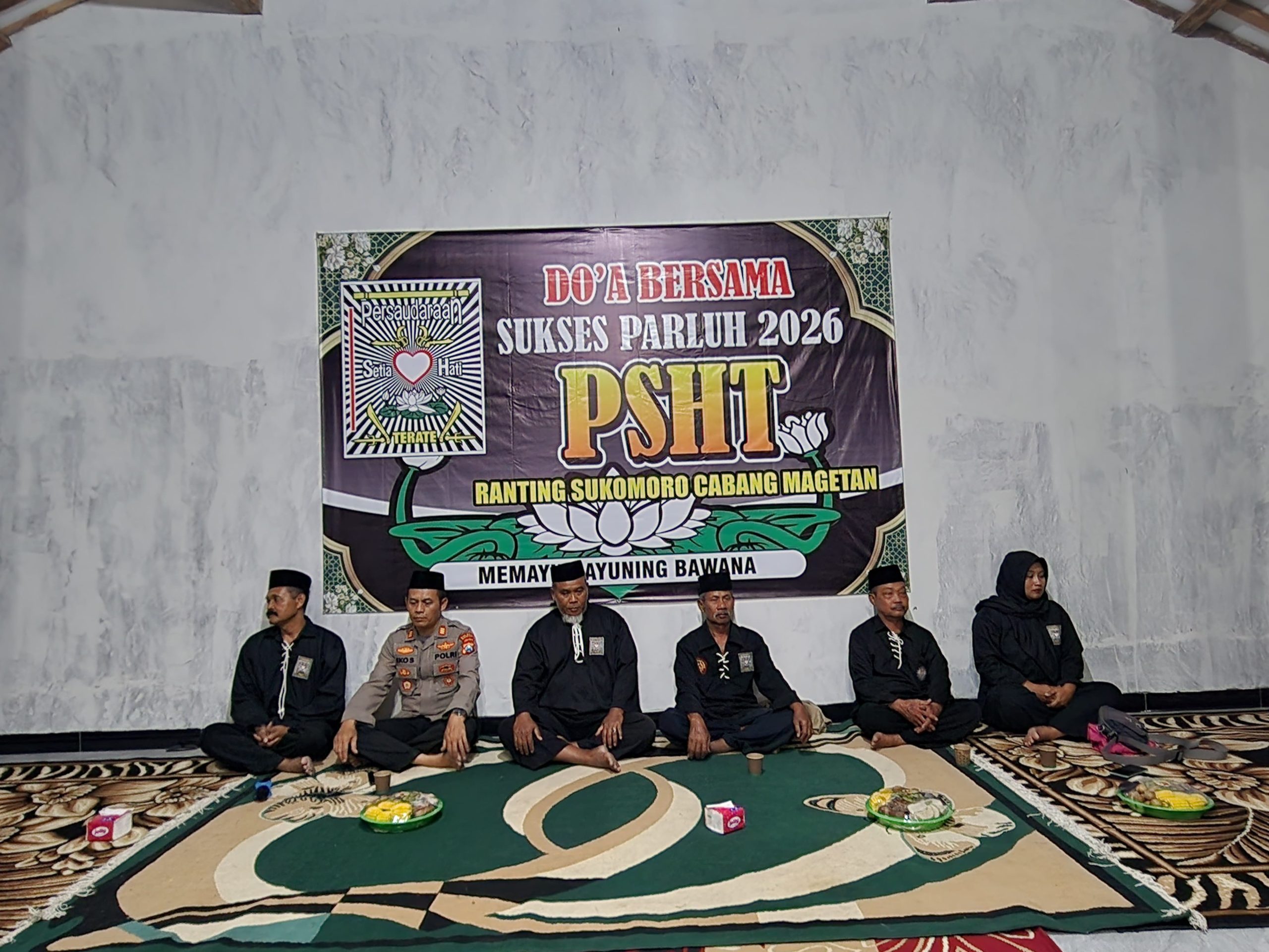 Kapolsek Sukomoro Bersama Pengurus Ranting PSHT Sukomoro Gelar Doa Bersama Jelang Parluh PSHT 2026